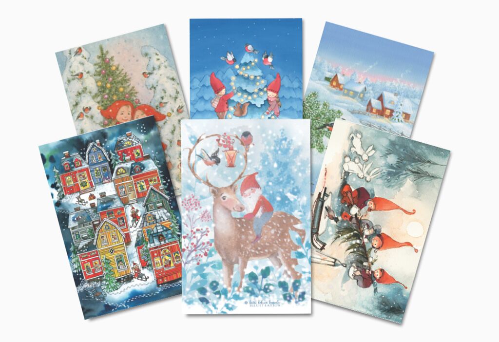 UNICEF-kortteja valkoisella pohjalla.