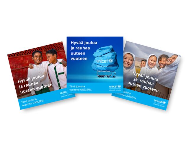 Kuva kolmesta joulukortista.