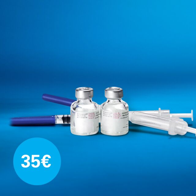 Rokotteita sinisellä taustalla ja luku 35€.