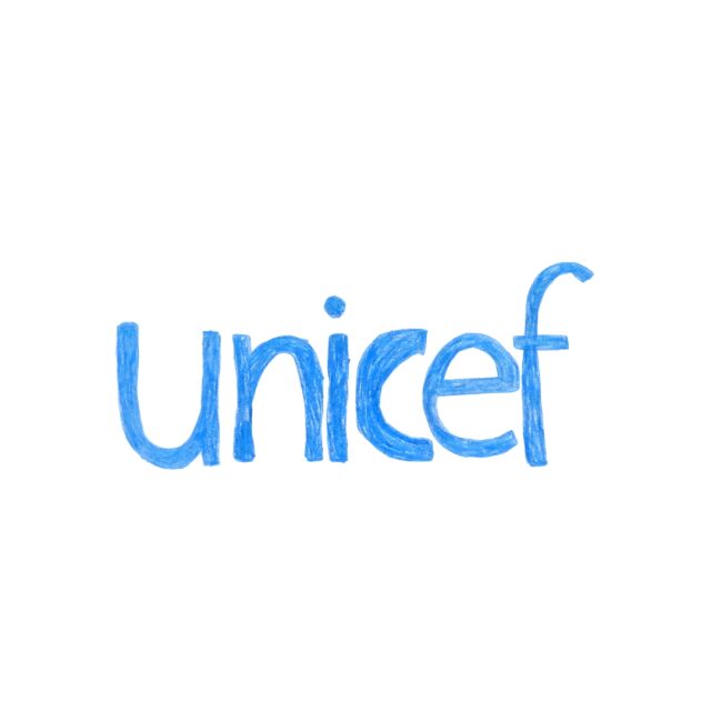 UNICEF logo drawn by a child.
